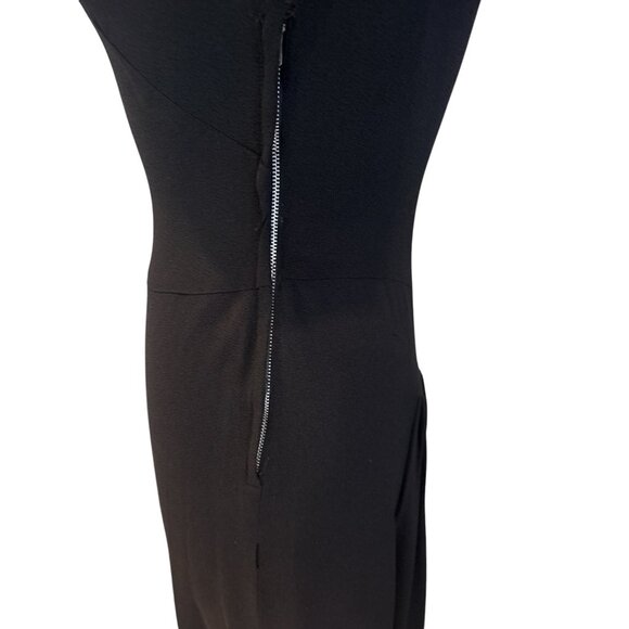 Vintage Black Midi Dress With Sheer Polka Dot Sleeves & Sweetheart Neckline - Picture 12 of 16